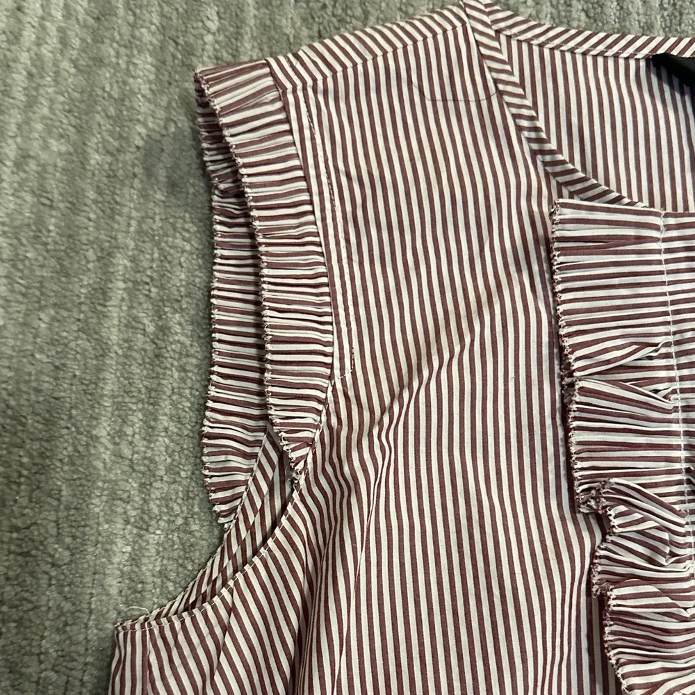 J. Crew Red and White Striped Blouse